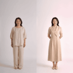 Woman looking confident in a fitted dress after mommy makeover recovery
