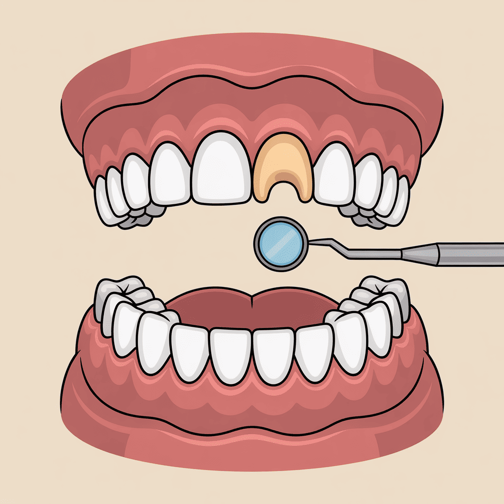 Bonding vs Crown: Which Is the Best to Fix a Damaged Tooth? 6 Illustration showing the dental crown application process, including tooth preparation and crown placement on the gums